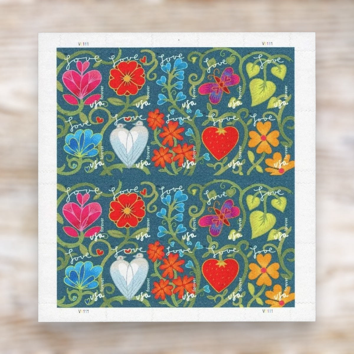 Garden Love 2011 Forever Postage Stamps Adhesive Sheet for Wedding Invitations